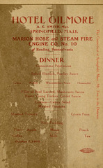 Marion Hose and Steam Fire Engine Company No. 10, Reading, Pa., Menu, 1909