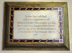 Memorial to Sergeant Harry Neill, of the 12th Battalion Yorkshire and Lancashire Regiment, Saint Helen's Church, Grindleford, Derbyshire