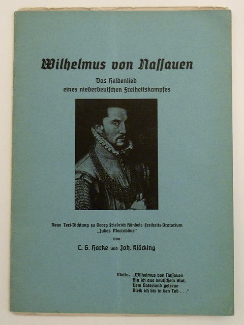 Halle (Saale) 2013 – Händelhaus – Libretto of the oratorium Wilhelmus von Nassauen