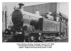 GWR 2-4-2T no. 3620 c1905 LPC postcard