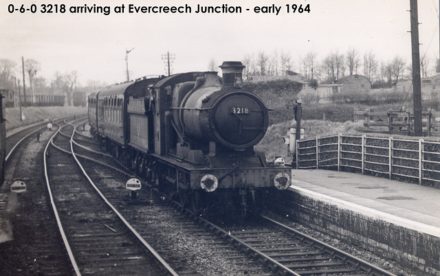 Collett 0-6-0 3218 arriving at Evercreech Junction early in 1964