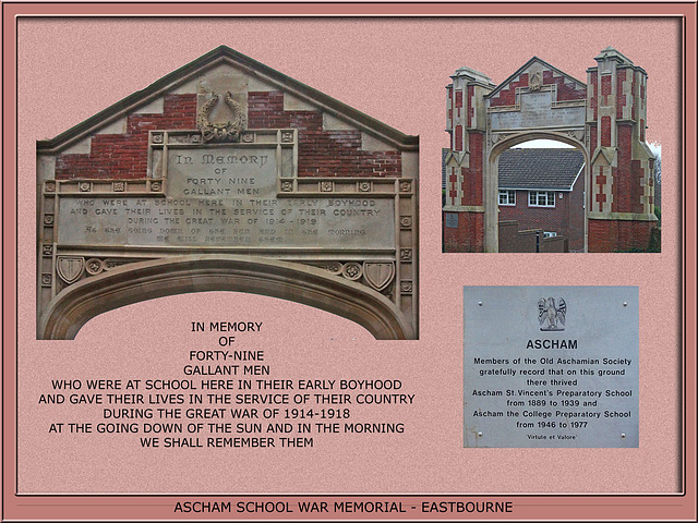Ascham School War Memorial - Eastbourne - photographed in  2011