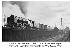 LNER A2 4-6-2 60527 'Sun Chariot' - Monifieth - 22.8.1952