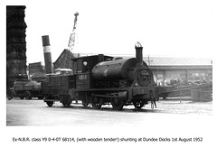North British Railway class Y9 0-4-0T 68114 - Dundee Docks - 1.8.1952 - photo by John Sutters