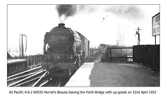 LNER A2 4-6-2 60535 entering Queensferry Station from the Forth Bridge - 22.4.1952