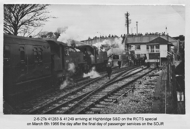 SDJR RCTS special 41283 & 41249 arriving at Highbridge 6 3 66