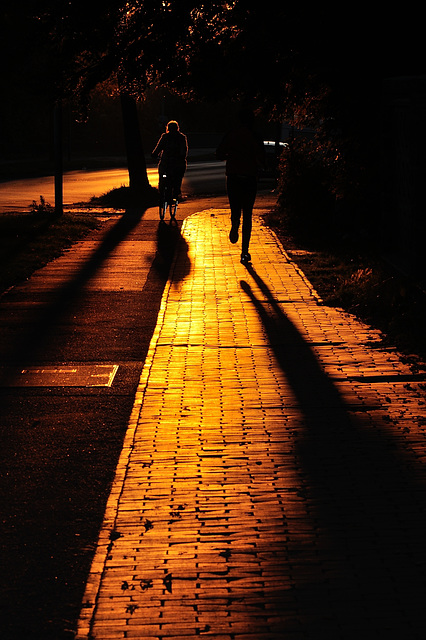 golden sidewalk