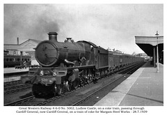 GWR 4-6-0 5002 Ludlow Castle at Cardiff General (now Central) 28.7.39
