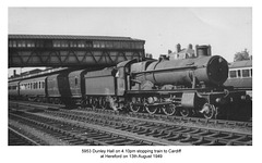 5953 Dunley Hall at Hereford - 13.8.1949 photo by John Sutters
