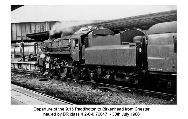 BR class 4 2-6-0 76047 at Chester on 30.7.1966