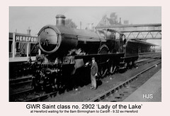 GWR 4-6-0 2902 Lady of the Lake at Hereford in 1934 photo by John Sutters