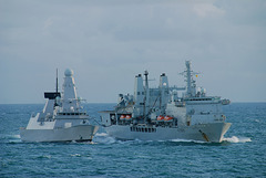 RFA FORT GEORGE replenishing HMS DARING
