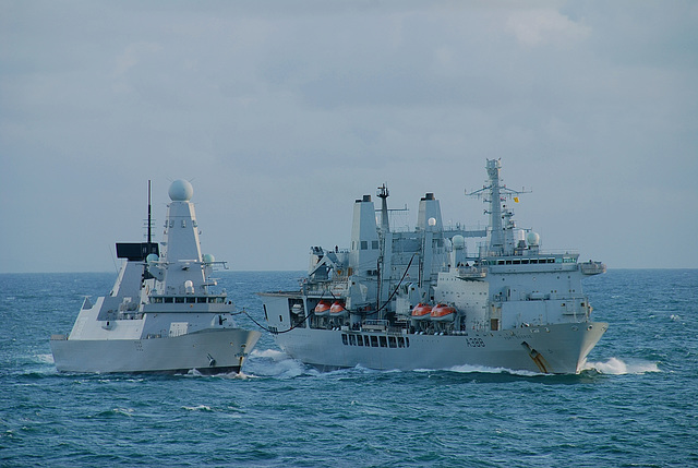 RFA FORT GEORGE replenishing HMS DARING