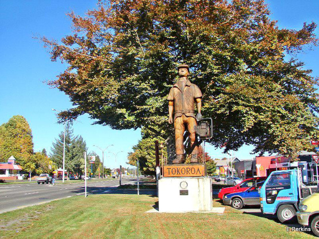 Woodsman statue.
