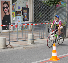 Spectator at kids' bike race, Avignon