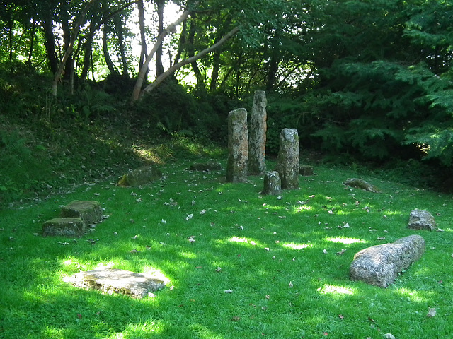 Modern stone circle folly at "The Garden House", Yelverton, Devon.