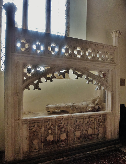 netherbury church, dorset,tomb of a late c15 knight wearing a lancastrian collar