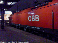 OBB #1216 239-4 in Praha Hlavni Nadrazi at Night, Prague, CZ, 2013