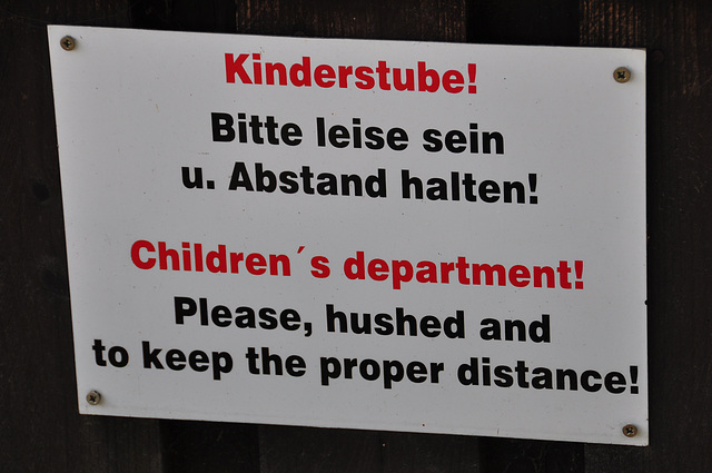 Children's department – Please, hushed and to keep the proper distance!