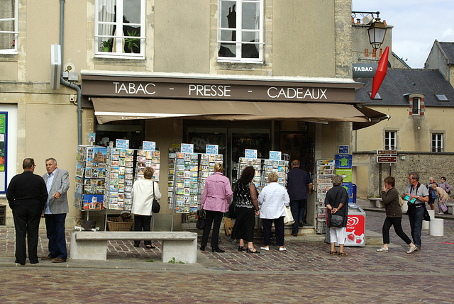 Shop (Tabac) and Shoppers in Bayeux - Sept 2010