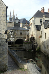 Water Mill on the River Aure at Bayeux, with Bayeux Cathedral - Sept 2010