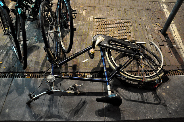 Bike with a broken wheel