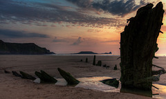 Rhossili Bay, Wreck of the Helvetia and View to Worms Head