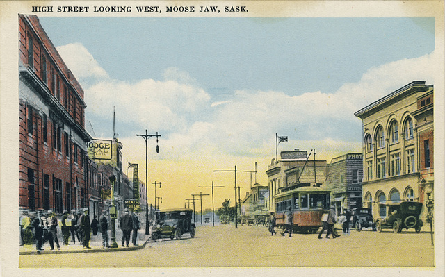 High Street, Looking West, Moose Jaw, Sask.