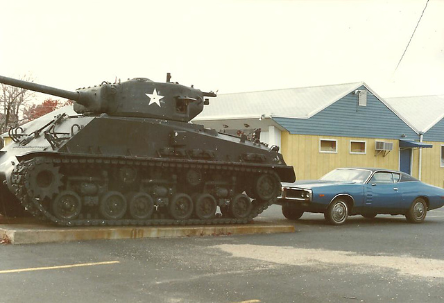 Sherman Tank And 1972 Dodge Charger Rallye