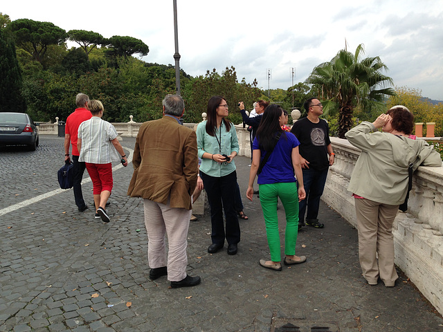 Viewing a panorama of the Vatican from one of Rome's seven hills.
