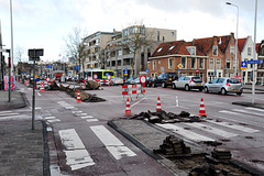 Traffic jam on the Langegracht in Leiden