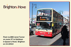 Brighton & Hove Buses - 886 Janet Turner - Queen's Road - Brighton - 2.4.2013
