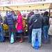 People buying flowers on the market in Leiden