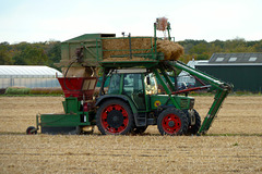 Fendt tractor with hay-bale making equipment