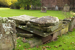 A pile of gravestones