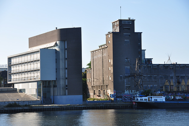 Factory along the Meuse river in Maastricht, Netherlands