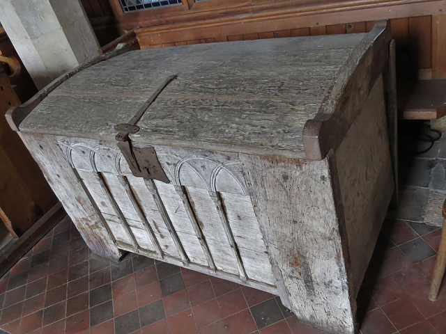 hindringham church, norfolk,the chest here is probably late c12, one of the oldest in england
