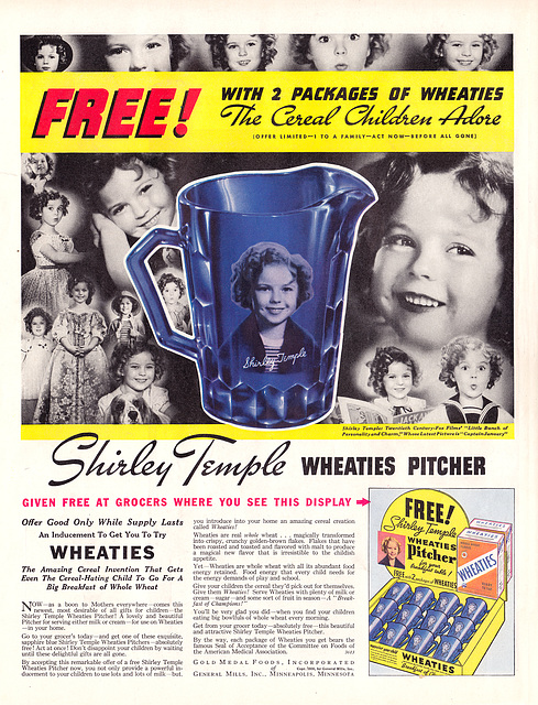 Shirley Temple Wheaties Pitcher