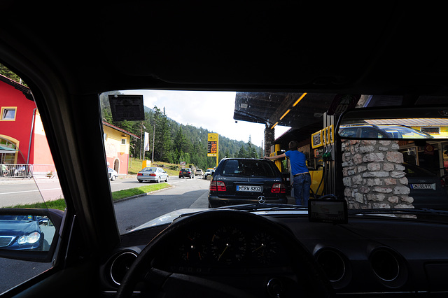 Waiting at the petrol station at the Fern Pass, Austria