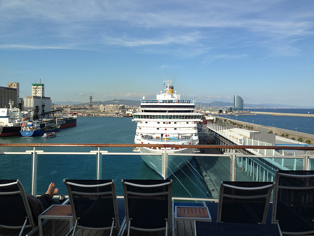 Cruise port at Barcelona.  It can berth at least six big cruise ships at a time.