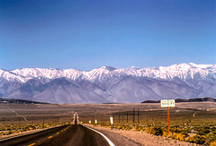Elevation 5.000 ft ... California Route 190 and High Sierra near Lone Pine , June 1980 (285°)