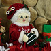 Mrs. Claus busily knitting