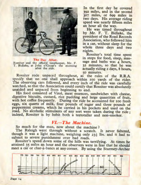 "A Great Cycling Record": Account of Rossiter's Record Ride 1930 Raleigh catalogue p9