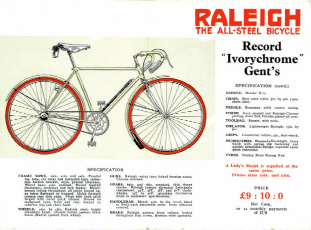 1930 Raleigh Record Ivory Chrome leaflet