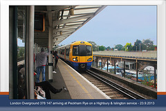 London Overground 378 147 - Peckham Rye Station - 23.9.2013