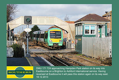 Southern 171 724 passing Hampden Park - Eastbourne - 18.12.2013