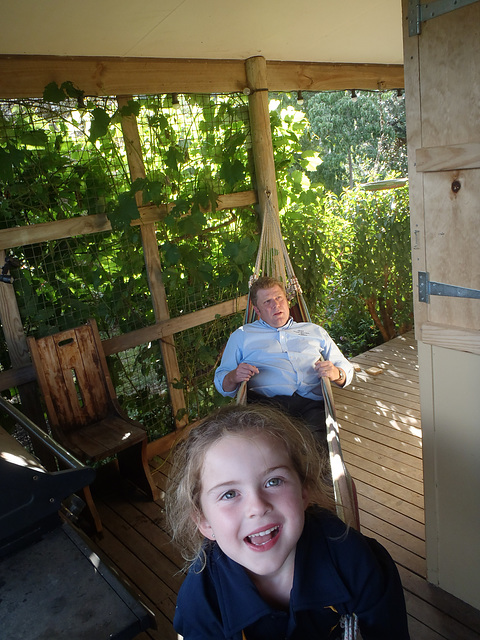 Audrey & her dad in the hammock