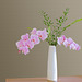 Orchideen in hoher weißer Vase