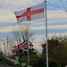 St George and Union flags.  Derrington, Staffordshire