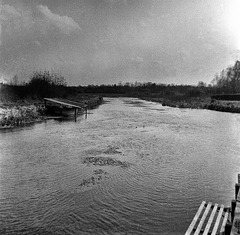 Greywell Mill abt 1960- River Whitewater from the Mill
